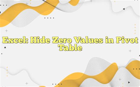 excel pivot table hide zero values