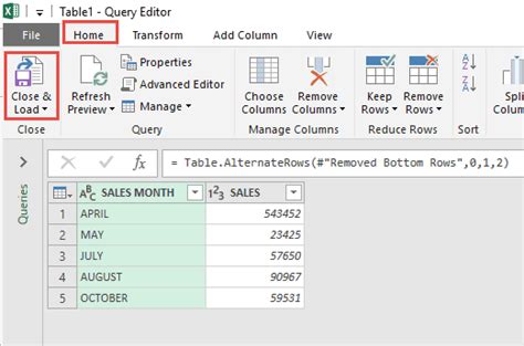 excel power query remove rows based on value