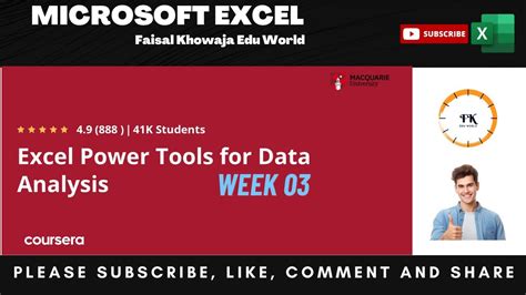 excel power tools for data analysis week 3