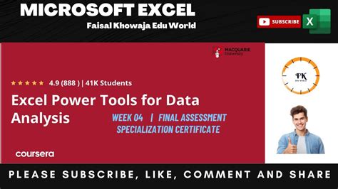 excel power tools for data analysis week 4
