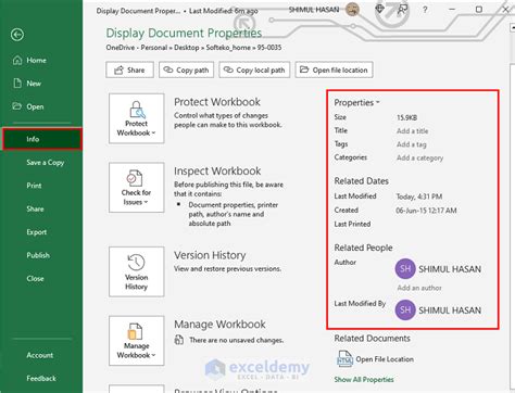 Excel Properties Overview