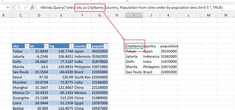 excel query function sql