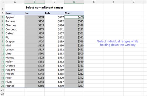 Excel Range Of Cells Not Adjacent