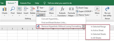 excel remove hyperlink without removing formatting