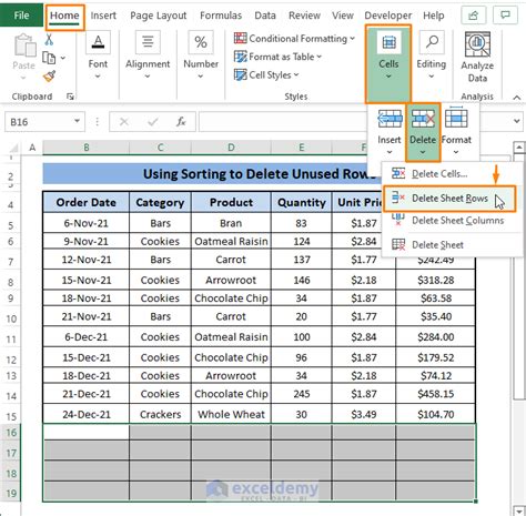 Excel Remove Unused Rows