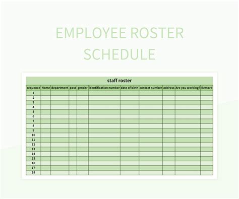 excel roster schedule template