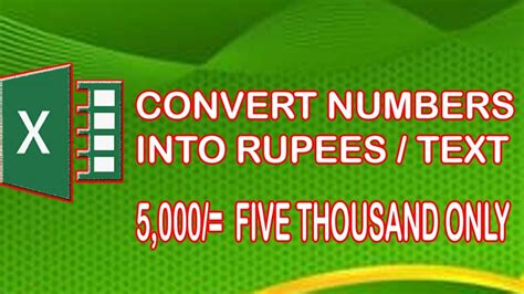 Excel Formula to convert Numbers to words in Rupees No Macro No Coding