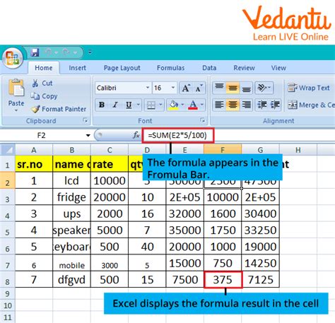 excel sample data with formulas