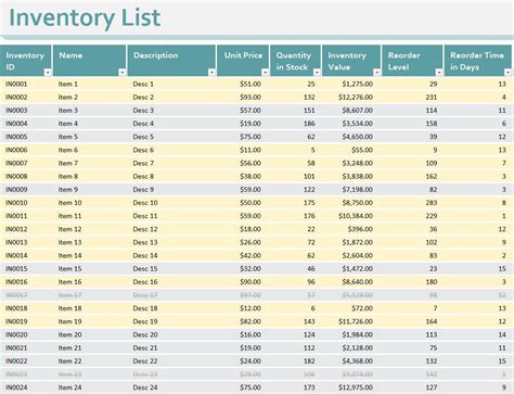 Excel Sample Inventory Spreadsheet