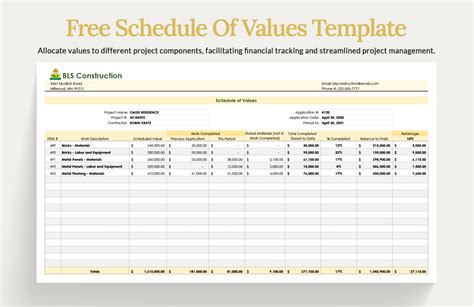 excel schedule of values
