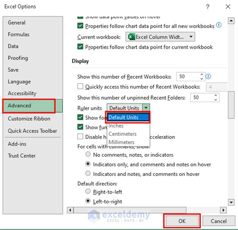 excel set column width in mm