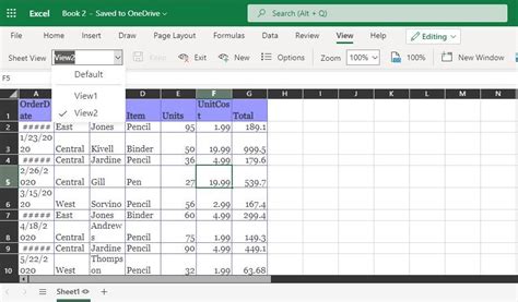 Excel Sheet Temporary View