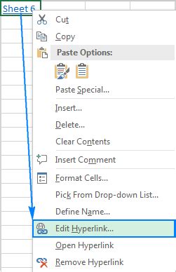 excel shortcut edit hyperlink