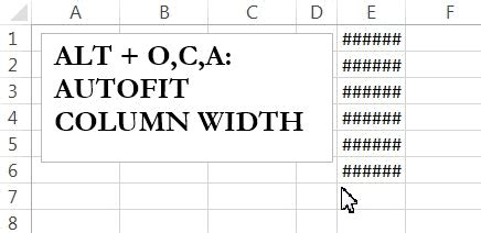 excel shortcut key to autofit column width