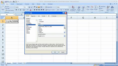 excel show current date in cell