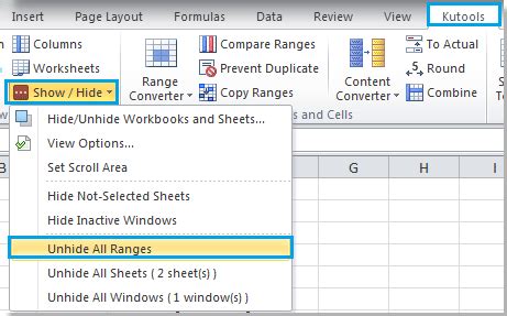 Show Hidden Rows in Excel