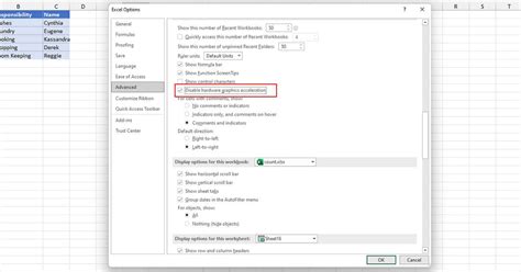 Excel Slow Disable Hardware Graphics Acceleration