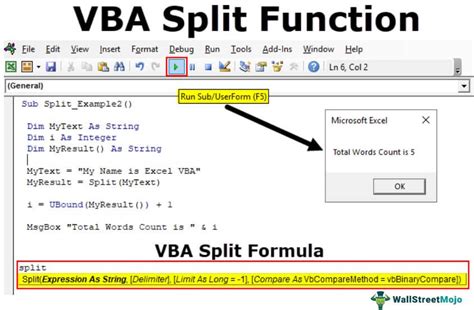 excel split function vba