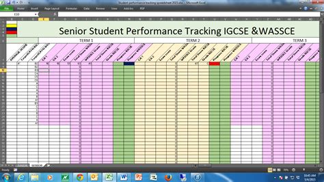 excel spreadsheet for students