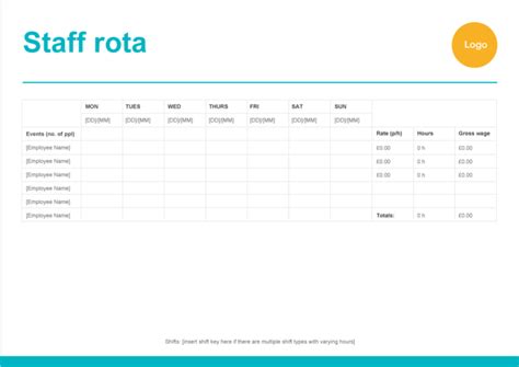 Excel Staff Rota Template