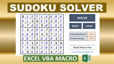 Excel Sudoku Solver