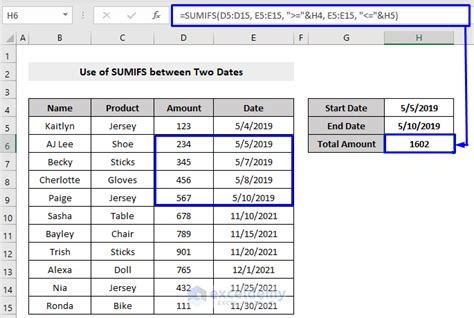 excel sumif between range