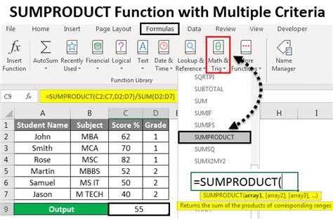 excel sumproduct with multiple conditions