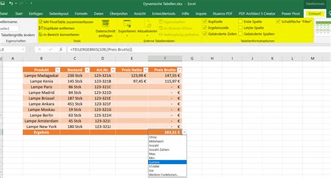 excel tabelle in english