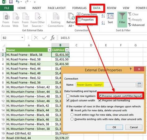 Excel Table Loses Formatting After Refresh