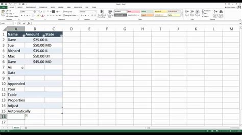 Excel Table Object Vba