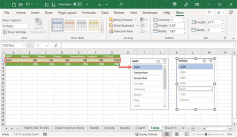 Excel Table Slicer