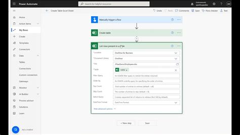 excel table to sharepoint list power automate