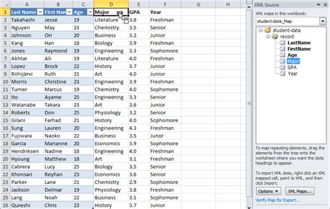 Excel Table Xml
