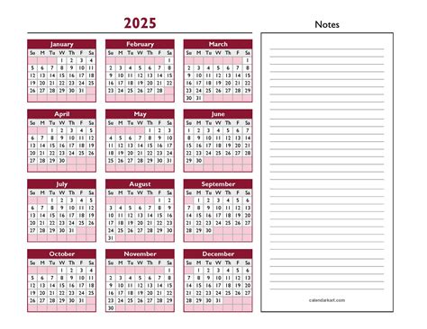 Excel Template 2025 Calendar