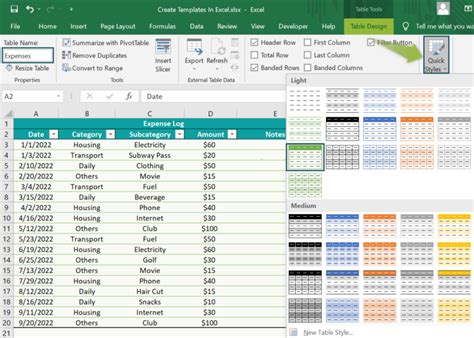 Excel Templates Create