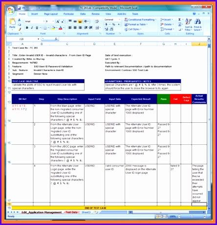 excel test plan example