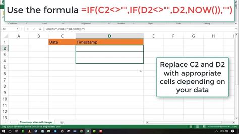excel time when cell changes