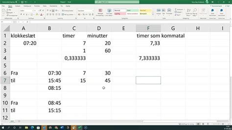 Excel Timer Til Tal