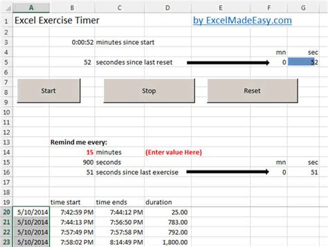 Excel Timer Value