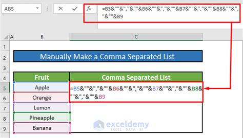 excel to comma separated list