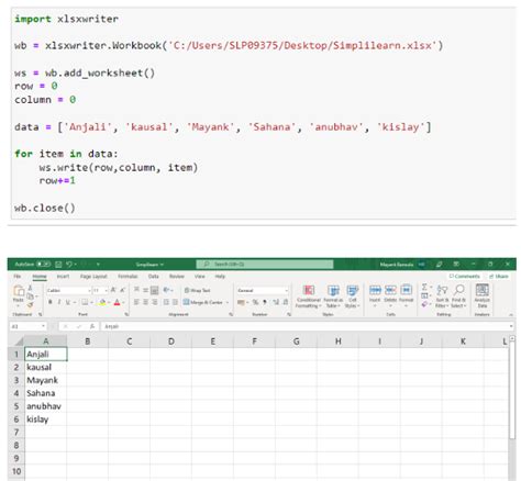 excel to python list