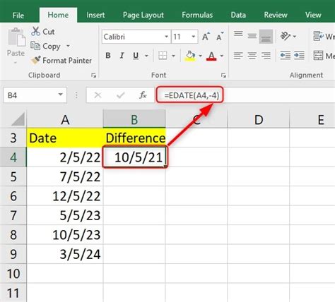 excel today's date minus another date