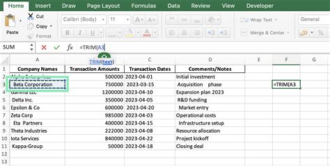 Excel Trim A Cell