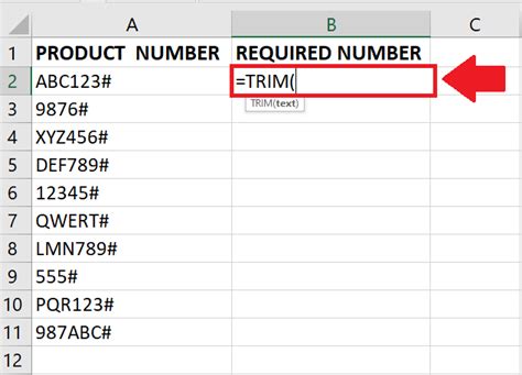 Excel Trim Function To Remove Characters