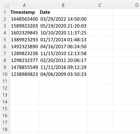 excel unix timestamp milliseconds to date time