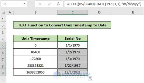 excel unix timestamp to local time
