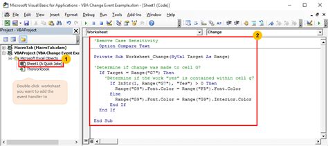 excel vba cell click event