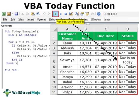 excel vba code to get today's date