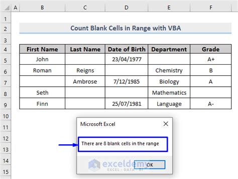 excel vba count empty cells in range