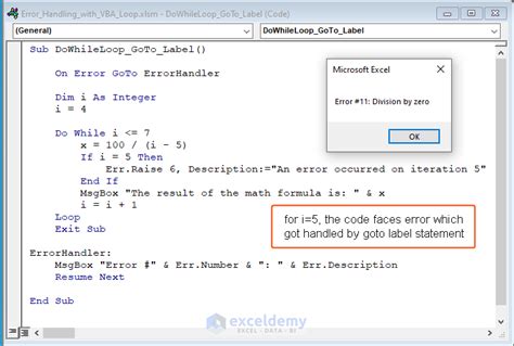excel vba error handling in loop